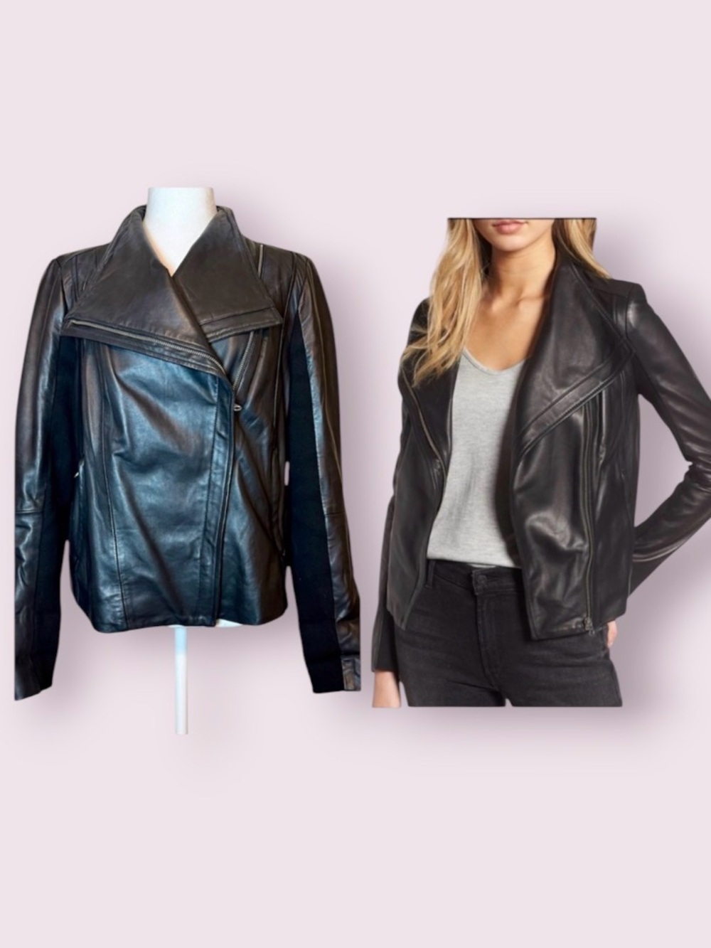 Chelsea28 Buttery Soft Genuine Leather Moto Jacket Black Size Small